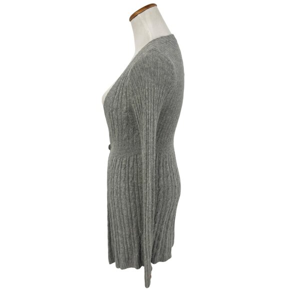 Vintage Y2K Like Love Gray Plunging V-Neck Lux Angora Cardigan Sweater Knit S/M - Picture 5 of 10